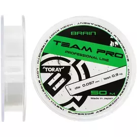 Жилка Brain Team Pro (Toray Japan) 50m 0.097mm 0.9kg (прозора), Діаметр: 0.097mm, Розмотування: 50m, фото 